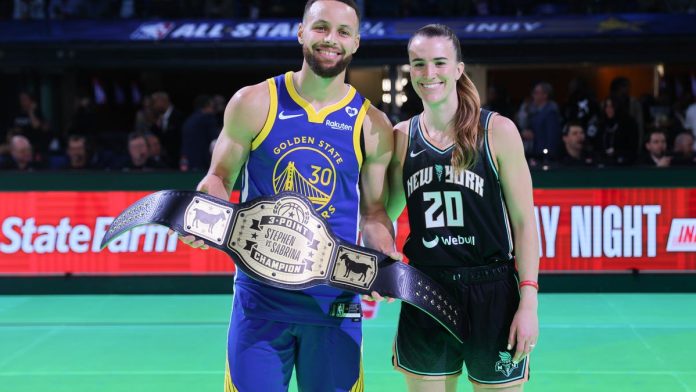 Steph Curry bests Sabrina Ionescu in their 3-point shootout